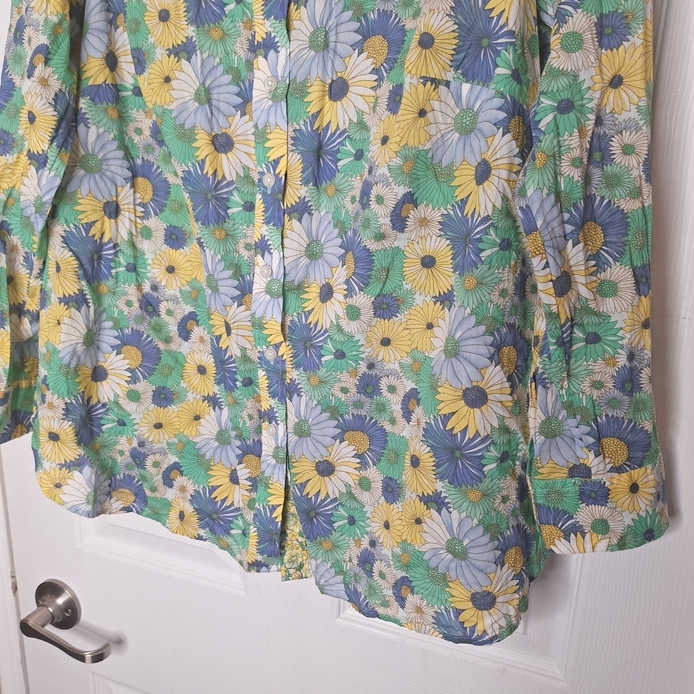 Talbots Cotton Button Front Shirt - Flower Power Size X - Picture 4 of 7